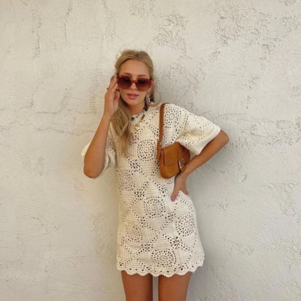 L’Academie Kathan Crochet Mini Dress